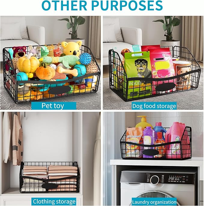 Dog Toy Basket, Dog Toy Storage Durable Chew Pet Toy Bin for Pet-Friendly Access Pet Toy Basket with Handles, Foldable