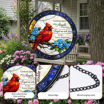 Cardinal Stained Glass Window Hanging, 7.8″ Sun Catchers Art Cardinal Decor Indoor Window, Decorative Suncatchers Hanging Ornaments Home Garden Gift for Housewarming Festival