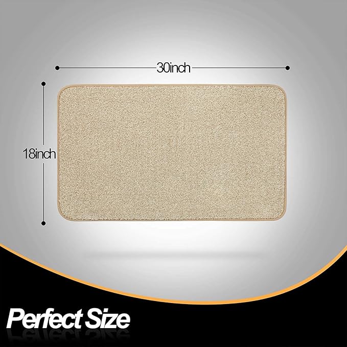 ITSOFT Dirt Trapper Indoor Door Mat & Entrance Rug for Wet Muddy Shoes and Pet Paws, Non-Slip Machine Washable, Shoe Scraper, Absorbent Welcome Dog Mat for Front Door, Entry Way (30x18, Beige)