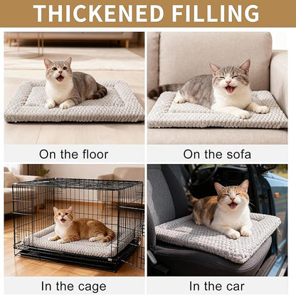 Dog Bed Mat,Reversible & Ultra Soft Kennel Pad-Machine Washable Pet Bed for Dogs & Cats-All-Weather Crate Liner for Crates,Carriers & Travel (Light Gray, 18" L x 14" W x 1.5" Th)