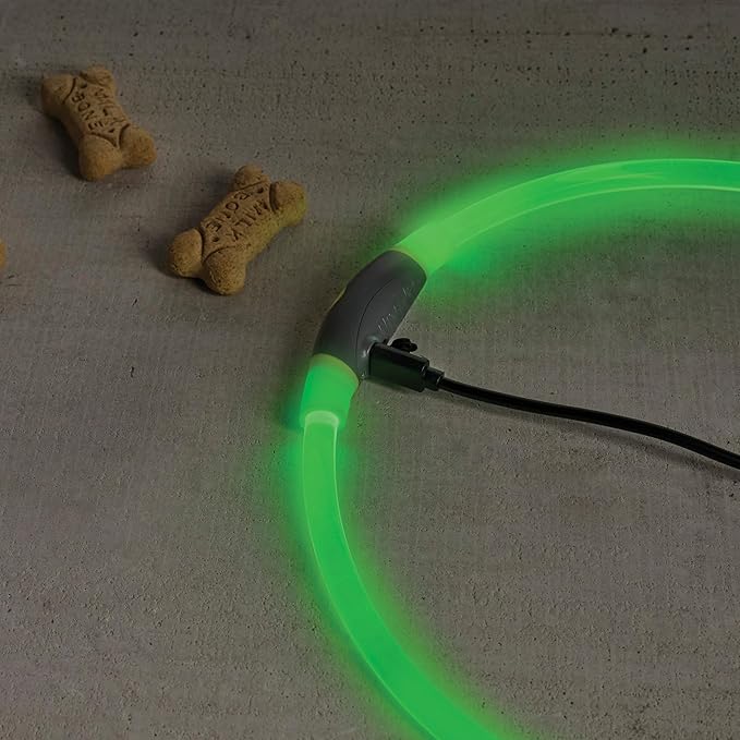 Nite Ize NiteHowl Rechargeable LED Safety Necklace - Dog Light for Dog-Walking Gear - Weather-Resistant Design - 5 Hours Runtime - Cut to Fit from 12” to 27” - Green