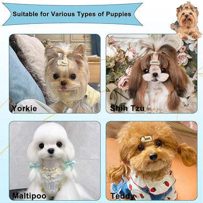 Gentle Grooming Puppy Brush with Gift Box ， Fit for Small Dog ， Yorkie, Shih Tzu, Maltipoo, Maltese and Pomeranian ，Toy Poodle Accessories, Soft Bristle (Glitter Blue)