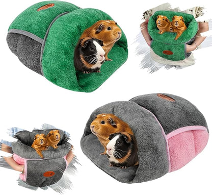 YUEPET 2 Pack Guinea Pig Hideout Portable Guinea Pig Pocket Bedding Cozy Cuddle Sack Snuggle Bag Bunny Bed for Small Animals Hamster Ferret Hedgehog Chinchilla Rabbit Cage Accessories (Grey+Green)