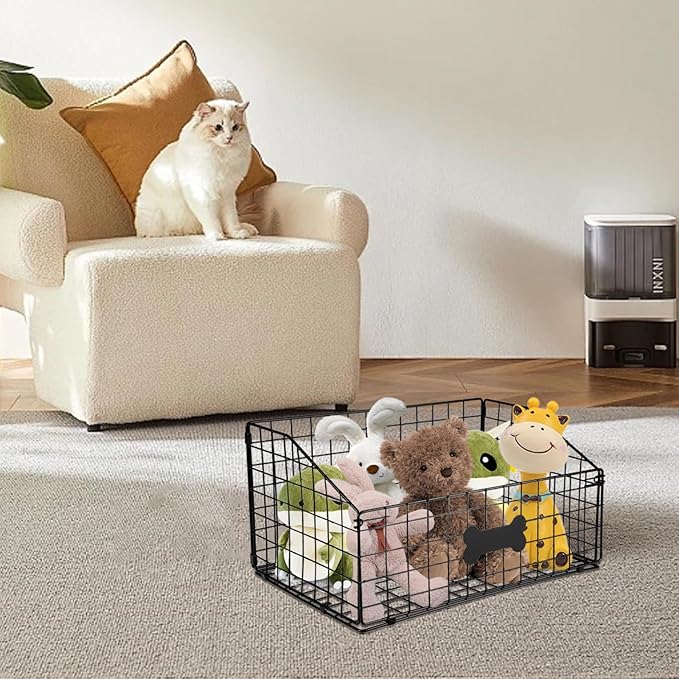 Dog Toy Bin-Dog Toy Basket-Metal Storage Box-Chew-Proof Dog Food Toy Storage Container-Toy Box For Living Room Area-Dog Storage Organizer-For Puppy Leash,Accessories, Blanket Food Storage Container.