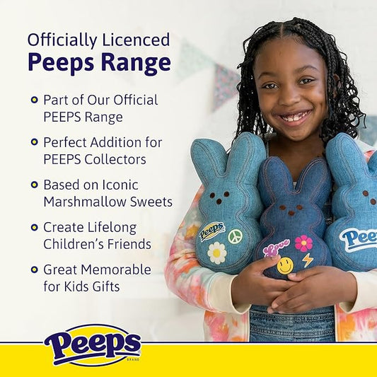 Animal Adventure | 9" Dark Blue Denim Shaggy Bunny Peeps Plush | Easter Basket Stuffed Animals for Kids | Marshmallow Candy | Huggable Soft Plushie Stuffers Buddy Toy | Collectable Gifts | Aged 3+