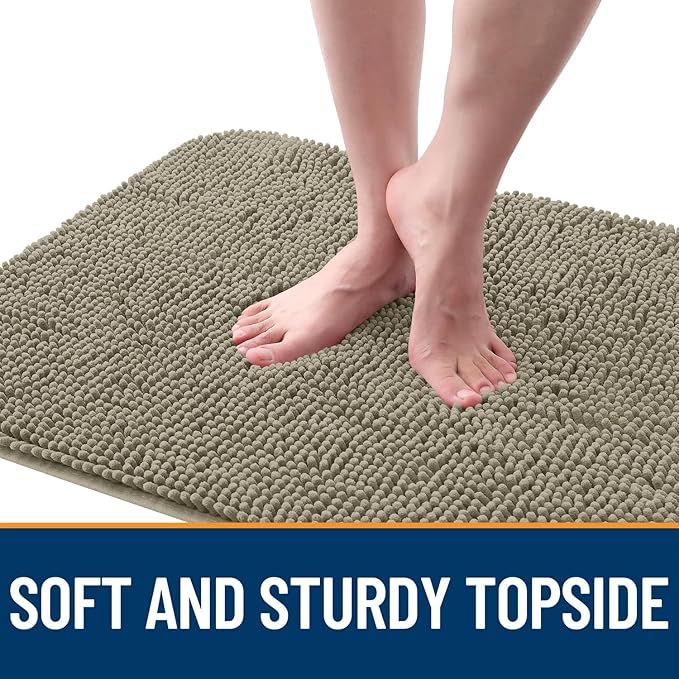 OLANLY Dog Door Mat for Muddy Paws 45x27, Absorbs Moisture and Dirt, Absorbent Non-Slip Washable Doormat, Quick Dry Chenille Mud Mat, Entry Indoor Entryway Carpet for Inside Floor, Warm Taupe