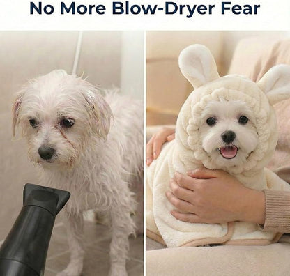 Dog Bathrobe Super Absorbent Towel for Small Dogs Cats Fast Drying Dog Robe Coat with Hood Puppy Cat Bath Towel Wrap Pet Grooming Supplies After Shower (XS,White)