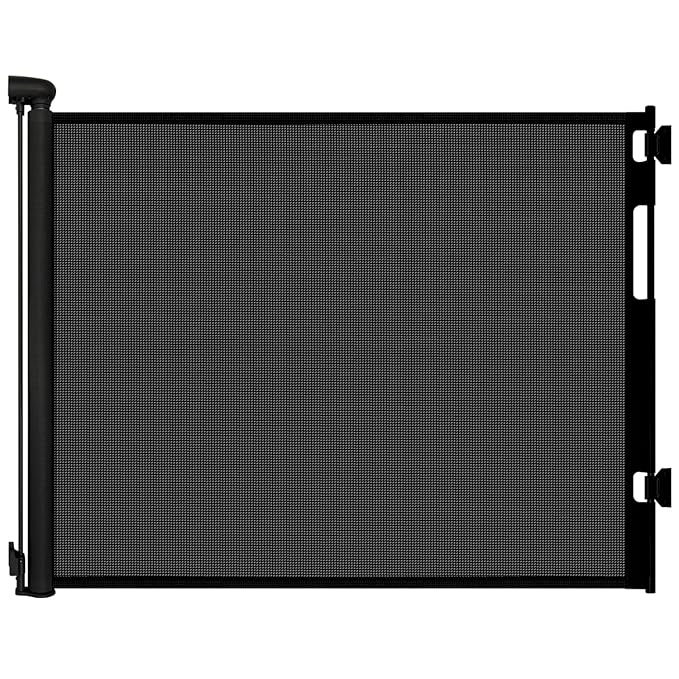 Retractable Baby Gates for Doorways, Mesh Dog Gate for Stairs, Pet Gate Indoor, Extends to 55" Wide 33" Tall, Safety Toddlers Gates for Hallways, Indoor & Outdoor Use, Black