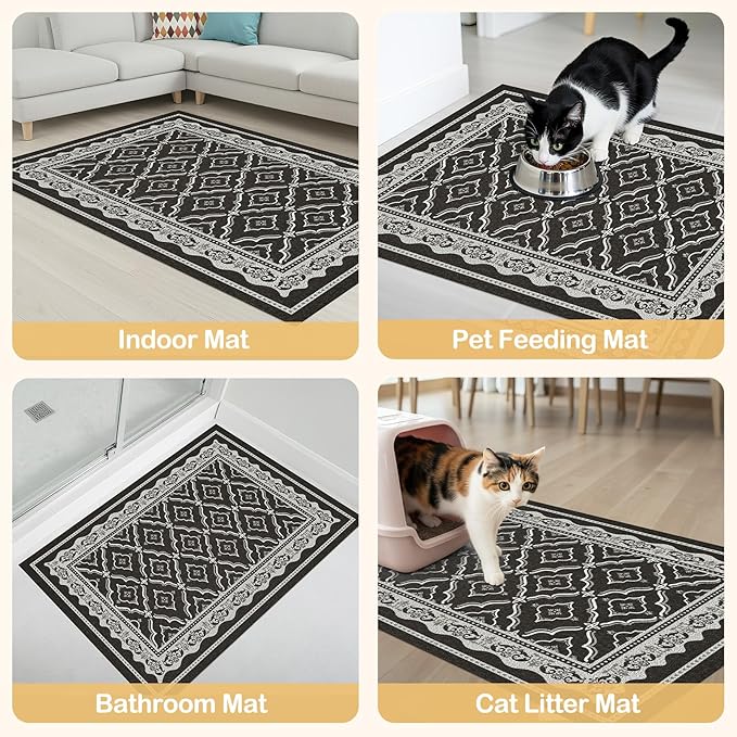 Glittme Premium Cat Litter Mat 33"x22" - Non-Slip & Waterproof Litter Trapping Mat for Litter Boxes - Soft Mesh Kitty Sand Catcher Pad Easy to Clean & Washable Floor Protector
