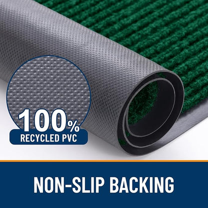 OLANLY Front Door Mat Indoor Outdoor Entrance, Waterproof Heavy Duty Doormat, Fade Resistant, Low Profile, Easy Clean Patio Porch Welcome Floor Mats for Entry, 47x17, Green
