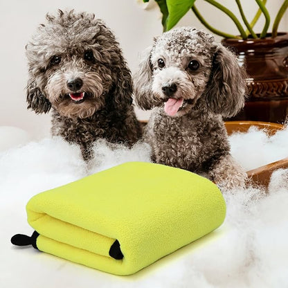 pawstrip 2 Pcs Dog Bath Towel Super Absorbent Puppy Drying Towel Microfiber Pet Grooming Towels for Medium Small Dogs Quick Dry Doggy Blanket, 55''x28'' and 24''x12''