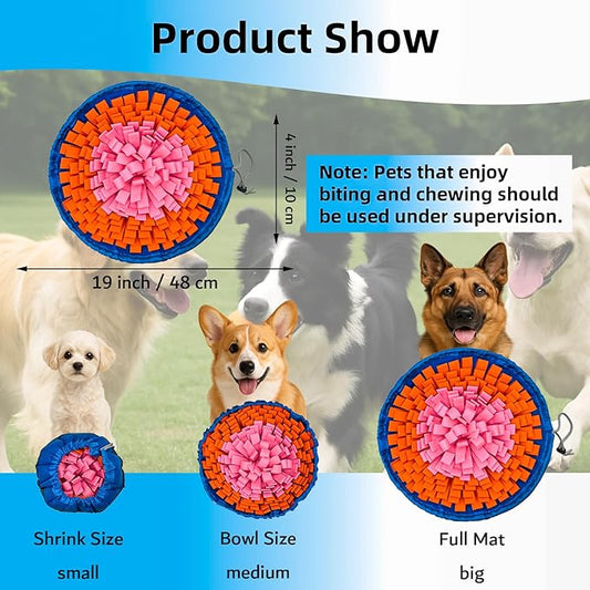 Snuffle Mat for Dogs, Large Dog Snuffle Mat 19'' x 19'' Enrichment Interactive Dog Puzzle Toys for Cats Dogs Encourage Natural Foraging Skills and Olfactory Training Stress Relievers Orange-Pink