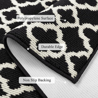 U'Artlines Long Runner Rug for Hallway 2×10feet Non Slip Kitchen Floor Carpet Runners Black and White Geometric Pattern Machine Washable Area Rug for Entryway Bathroom