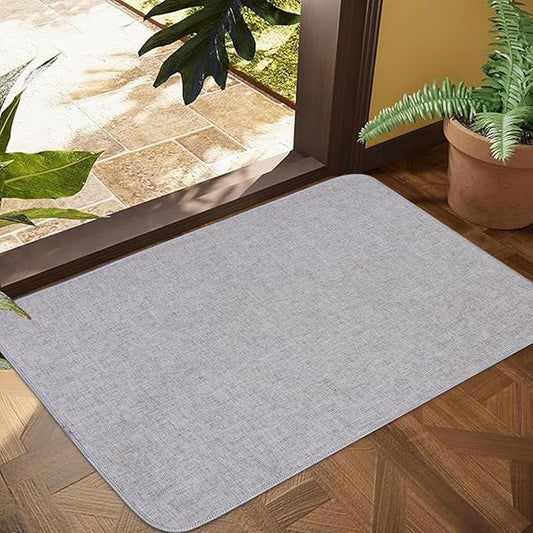 Indoor Door Mat, 1/10 in Ultra Thin Door Mat, Non-Slip Natural Rubber Backing Inside Doormat, Washable, Low-Profile Entrayway Mats, Durable Dirt Trapper for Various Entrance, 29''X17'' Grey