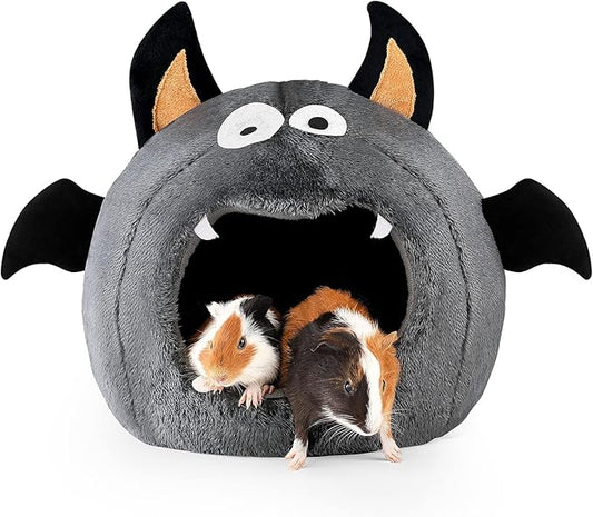 Guinea Pig Hideout - Guinea Pig Bed, Halloween Style Small Pet Hides, Ideal Bed for Small Pets, Bat Shape, Dark Gray