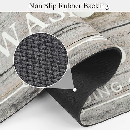 Pauwer Laundry Room Rug Runner 20"x60" Waterproof Rubber Laundry Mat Non Slip Kitchen Mats for Floor Washable Floor Mat Runner Rug for Farmhouse Mudroom Washroom Bathroom Decor