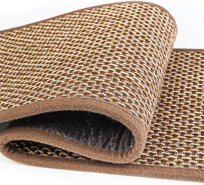 Natural Linen Stair Treads for Wooden Steps Indoor,8" X 30" (4 in Pack) Carpet Stair Treads for Wood Stairs, Machine Washable Stair Runners for Kids Elders and Pets,Brown