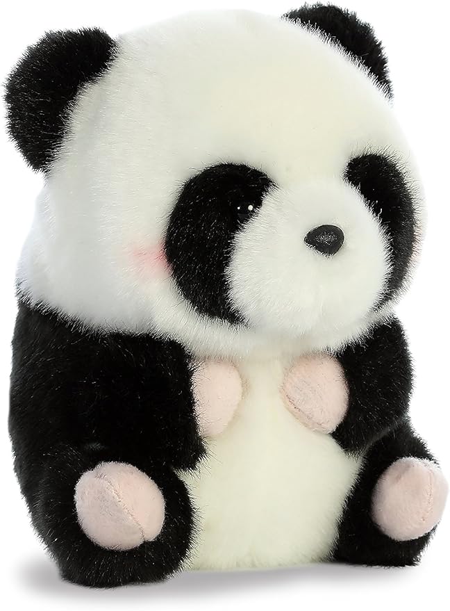 Aurora® Playful Rolly Pet™ Precious Panda™ Stuffed Animal - Compact Size for On-the-Go Fun - for Adults, Kids, Birthdays, and Anniversaries - White 4 Inches