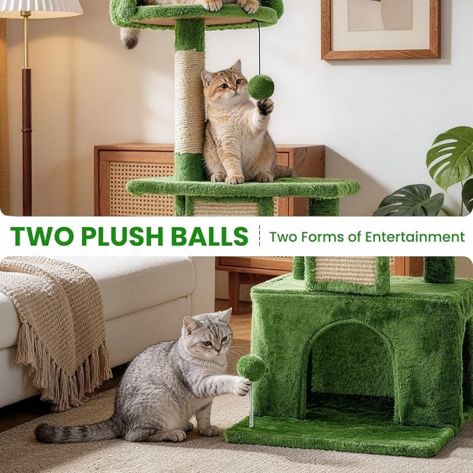 38.5In Cat Tree with Scratching Post, Cat Tree Tower with Condo for Indoor Use, Cat Furniture with Hanging Ball for Kitten and Cat Adult