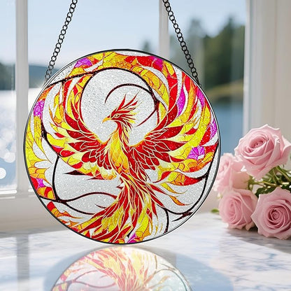Stained Glass Window Hanging, Stained Glass Suncatcher, Phoenix Sun Catcher, Window Decor, Phoenix Gift, Gifts for Mothers Day, Christmas or Birthday Gift, Gifts for Her Mom Grandmother Daughter