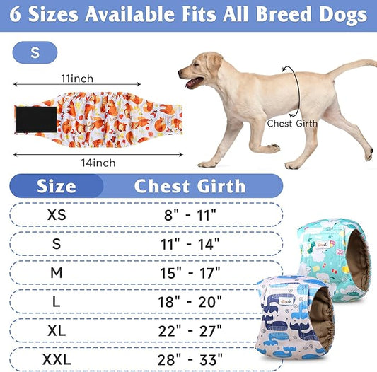 5 Pack Dog Diapers Male Reusable, Premium Belly Bands for Dogs, High Absorbing Male Dog Pee Wraps for Doggie in Incontinence or Excitable Urination,Squirrel XS