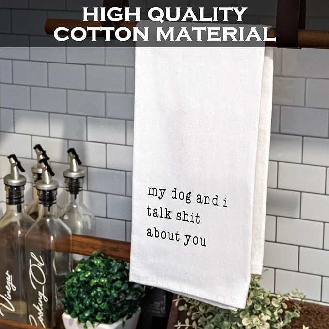MAINEVENT My Dog and I Talk Shit About You Towel 18x24 Inch, Me and My Talk Sh t About You Kitchen Towel Saying, Funny Dog Kitchen Towels Funny Tea Towel Themed Kitchen Towels Corgi Hand Towel