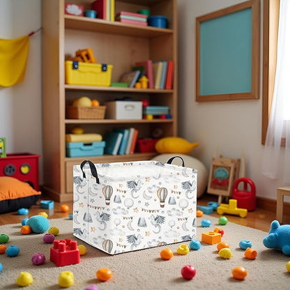 Rectangular Baby Kids Storage Basket for Home Kitchen Girls Cute Storage Bin Organizer Shelf Book Room Decor(Flying Dinosaur)