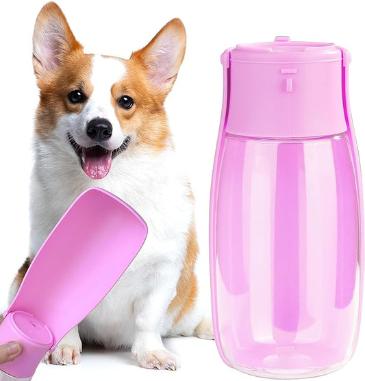 Foldable Dog Water Bottle, Leak-Proof Portable Water Dispenser with Travel Bowl, 10oz for Small Dogs, Cats, Puppies on Walks, Hiking & Travel, Dishwasher Safe Pet Supplies