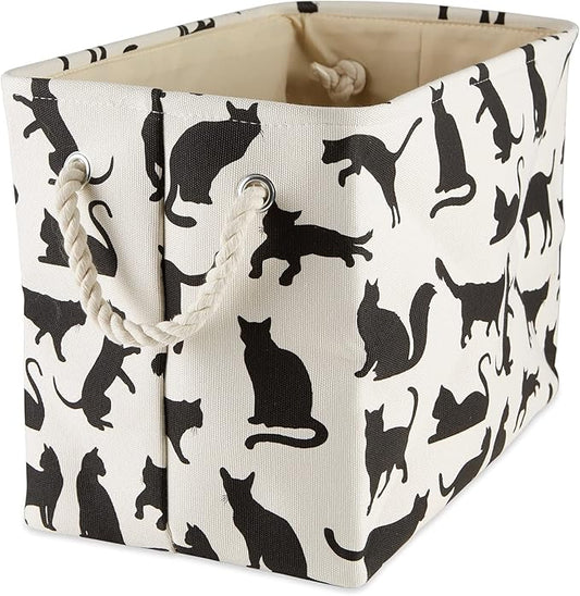Bone Dry Pet Storage Collection Collapsible Bin, Large Rectangle, 17.5x12x15, Cat's Meow Print