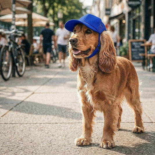 Tuff Pupper Dog Baseball Cap | UV Protection Dog Sun Hat | Breathable Lightweight Design | Secure Adjustable Chin Strap | Quick-Dry Fabric | Reinforced Brim | Small Medium Large Dogs (Blue, M)