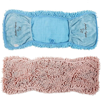 Patas Lague 2 Pack Absorbent Dog Towel for Drying Dogs Large, 35''x15'' Extra Large Microfiber Quick Drying Pet Bath Towel with Hand Pockets, Machine Washable Pet Shammy Blue Pink