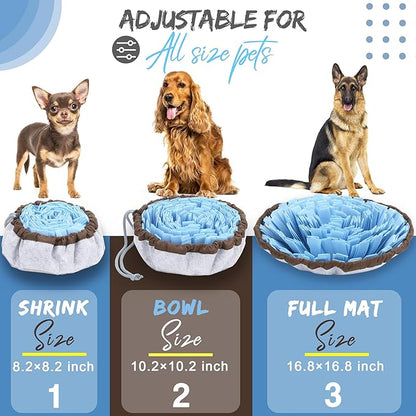 18" Dog Snuffle Mat - Interactive Dog Puzzle Toys for Enrichment - Large Slow Feeder Foraging Mat for Brain Games & Nosework Training - Washable Pet Sniff Mat with Training Clicker and Suction Cup
