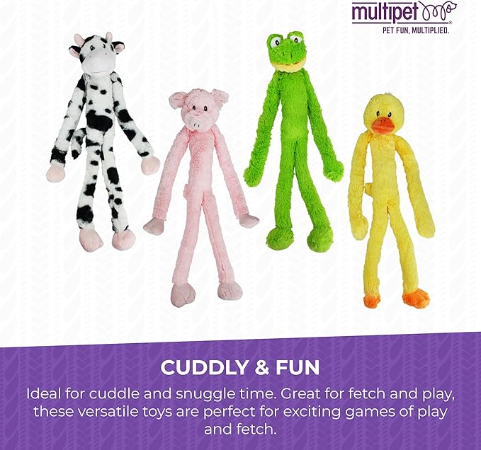 Multipet Swingin' Slevin Cow Dog Plush Toy - Squeaky Toys for All Dogs - Extra Soft Plush - Stuffed Animal for Cuddling & Playing - Cute (27”, White, 5 Squeakers)