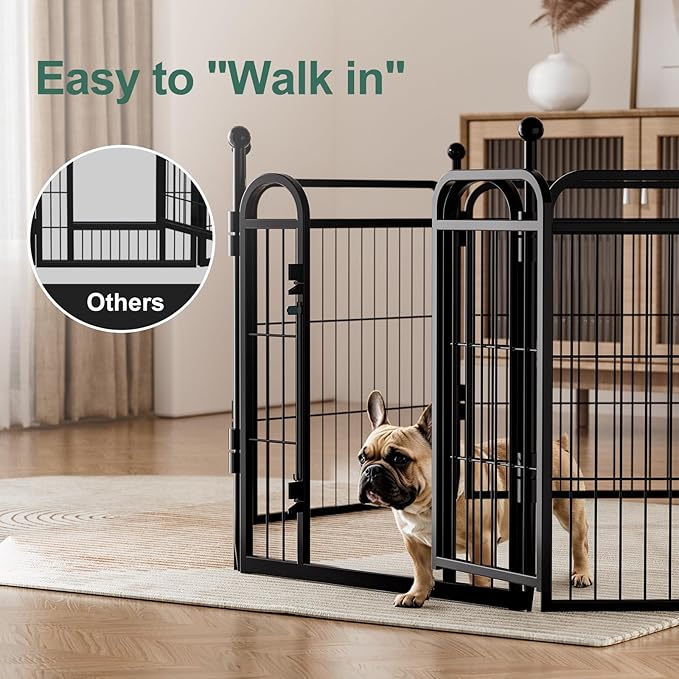 Gardner Pet Dog Playpens, 32" H 8 Panels Dog Pen Outdoor/Indoor Dog Fence Exercise Pen for Small/Medium/Large Dogs, Foldable Pet Play Yard Gate with Gravity Automatic Lock, Pet Playpen, Black