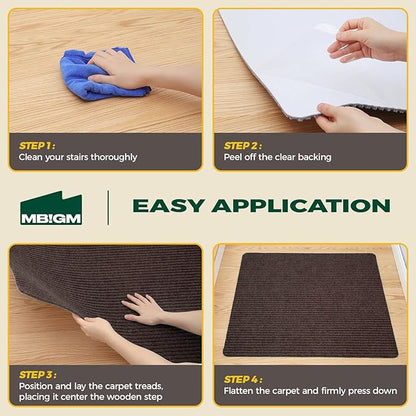 MBIGM Non-Slip Carpet Stair Tread Mat 30" x 30" Landing Rug-Matching Mat Non-Skid Safety Rug Slip Resistant - Brown