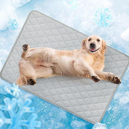 LOOBANI Dog Cooling Mat for Large Dogs - Dog Cooling Pad Durable, Cool Blanket Machine Washable, Large Pet Cool Mat for Outdoor, Indoor (Grey, 36"x56")