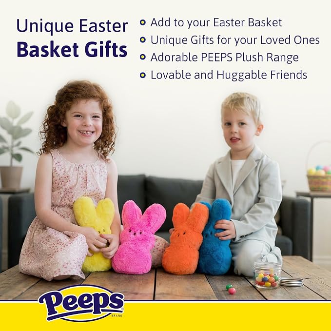 Animal Adventure | 9" All Over Print Daisy Shaggy Bunny Peeps Plush | Easter Basket Stuffed Animals for Kids | Marshmallow Candy | Huggable Soft Plushie Stuffers Toy | Collectable Gifts | Aged 3+