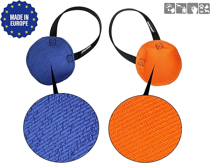 Dingo Gear Dog Tug Toy for Strong Dog, Bite Training, IGP, Fun, French Linen Disc, 5,5" Orange Berta S00092