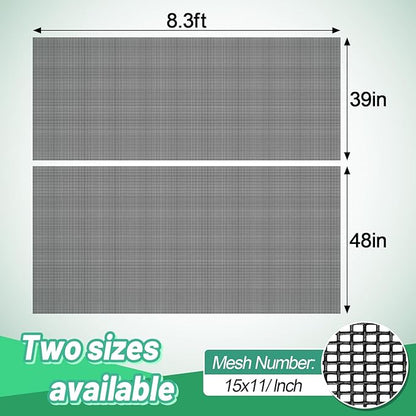 Pet Proof Door Window Screen Replacement - 48'' x 8.3' Thickened and Durable Vinyl Coated Polyester Pet Resistant Mesh, Cat Dog Protector Screen for Sliding Door Patio Porch