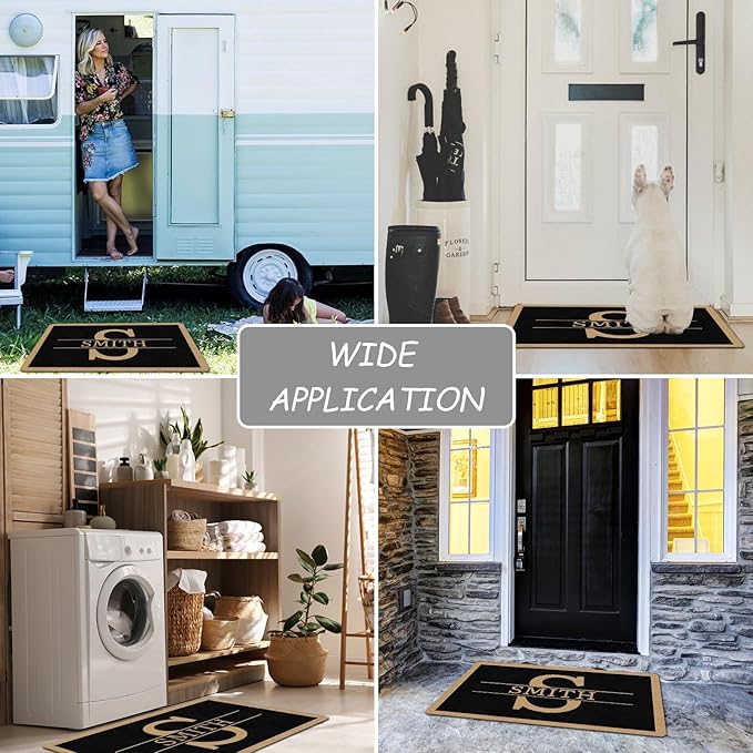 Custom Doormat with Family Name - Personalized Entryway Door Mat Front Door Mat for Outdoor Decor Entrance Mat Housewarming Gift with Anti-Slip Backing