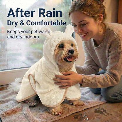 Dog Bathrobe Super Absorbent Towel for Small Dogs Cats Fast Drying Dog Robe Coat with Hood Puppy Cat Bath Towel Wrap Pet Grooming Supplies After Shower (XS,White)