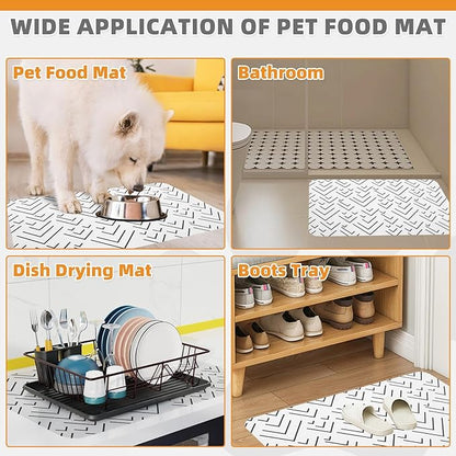 KOOLTAIL Dog Food Mat, Absorbent Pet Feeding Mat for Food and Water Bowls, Placement Pad for Floors with Waterproof Rubber Backing, Quick Dry Water Dispenser Mat for Dogs Puppy Cats, Large, 17"x28"