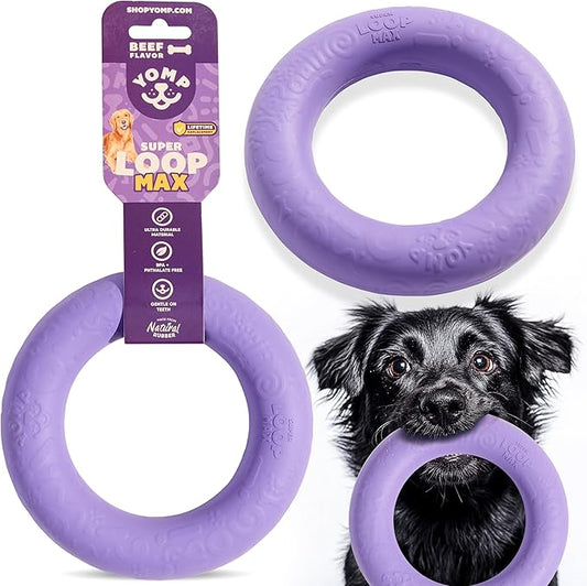 Yomp SuperLoop Max Dog Chew Ring Toy – Durable, Dishwasher Safe, for Active Play, Tug, Fetch & Chew, Freezer Safe for Teething Relief, Made of Non-Toxic, All-Natural Rubber