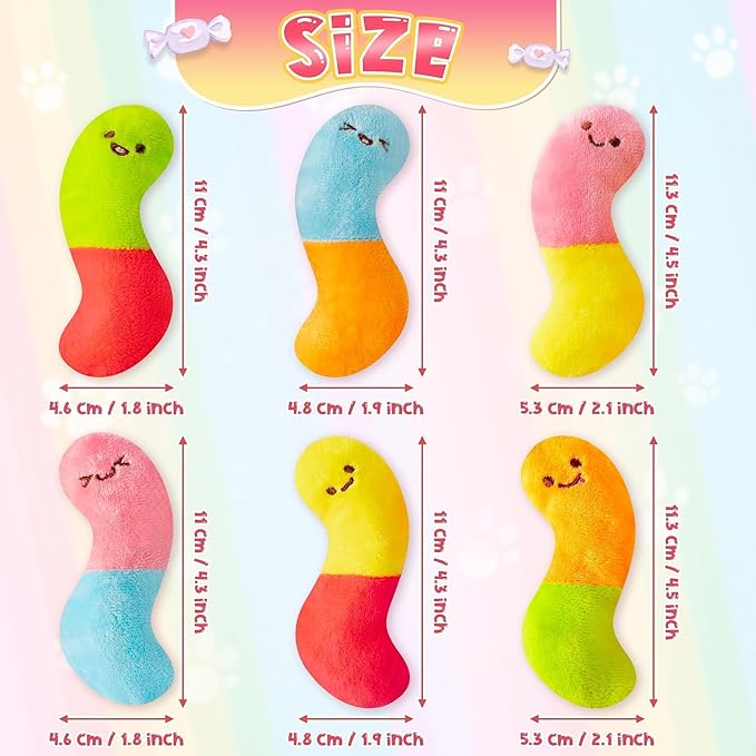 L1rabe Worm Candy Catnip Stuffed Toys - 6P Colorful Worm Organic Cat Toys Funny Indoor Chew Bite Kick Tools, Interactive Pet Supplies Cat Lovers Kittens Birthday Presents Pet Summer Gifts