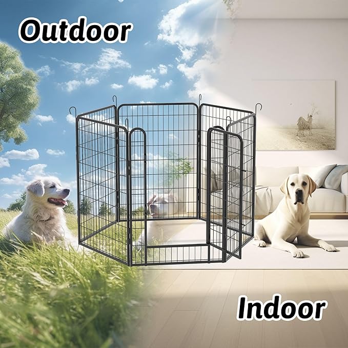 Dog Playpen Indoor - Pet Fence Puppy Exercise Pen for Yard Gate 6/8/12/16Panel Heavy Duty Crates with Doors Metal Dog Pen for Camping Outdoor (27.76 x 39.37 Inch, Black 6 Panels)