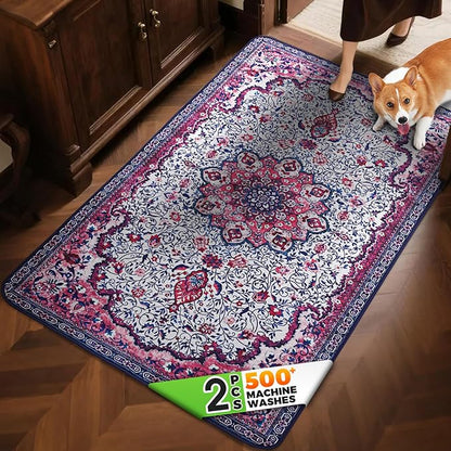 Hompet 2 Pack Super Absorbent Dog Door Mat for Muddy Paws, Washable Pee Pads for Dogs, Reusable Puppy Training Pads, Quick Dry Non-Slip Pet Entryway Rug, Leak-Proof Potty Pad for Indoor Floors 35x60