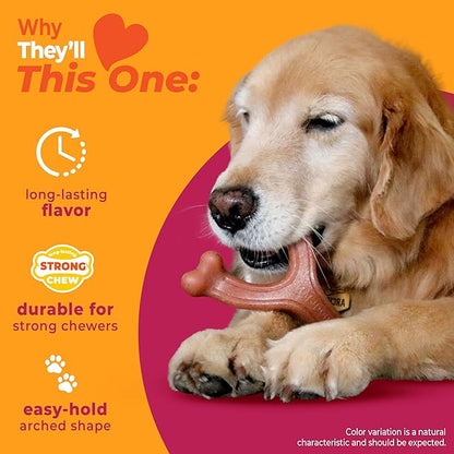 Nylabone Wishbone Strong Chew Toy for Dogs Made with Real Bacon, Durable Dog Chew Bones for Aggressive Chewers, Long-Lasting Flavor Keeps Dogs Busy, Large Dog Toys - Up to 50 lbs, 1 Count