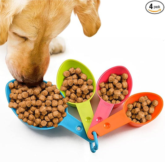 Vila Pet Food Measuring Scoop Cups, One Set to Feed Them All - Ideal for Multi-Pet Homes, Perfect Portion for Your Pets, Easy to Fill and Measure, 4pcs