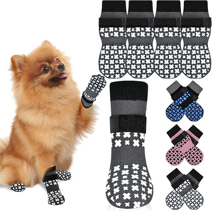 Non-Slip Dog Socks for Hardwood Floors Anti Slip Double-Sided Grippy Socks for Senior Dogs to Prevent Licking Paws, Scratching & Hot Pavement Premium Dog Paw Protector with Grippers Grey S
