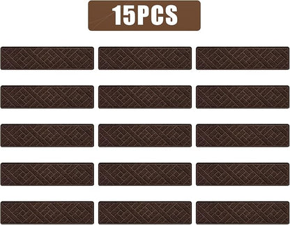 15 Pack 8 "X 30" Non-Slip Carpet Stair Treads for Indoor Wooden Steps, Made of Polyester and Reusable Adhesive, Suitable for Kids Elders and Pets（Brown Lines）